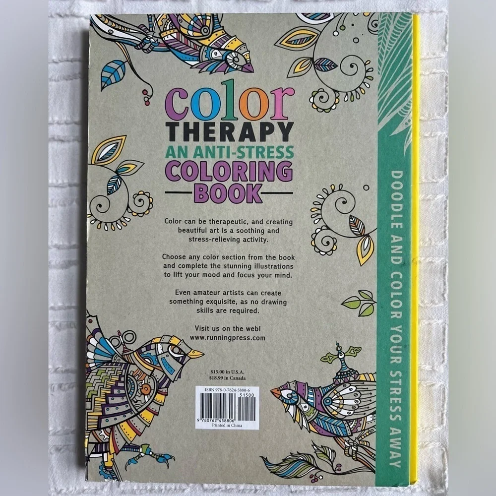 Creative Therapy Anti-Stress 61pg Coloring Book Doodle & Color Your Stress Away